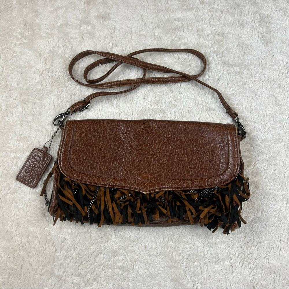 Carlos by Carlos Santana Faux Leather Fringe and chain adjustable crossbody bag‎